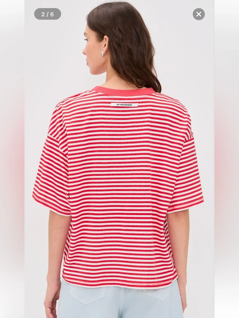 Free People Movement Red Stripe Tackle Tee Large - Picture 4 of 13